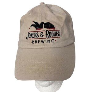 Jokers and Rogues Brewing Co Hat Cap Beige Adjustable Strap Back Gardiner Maine